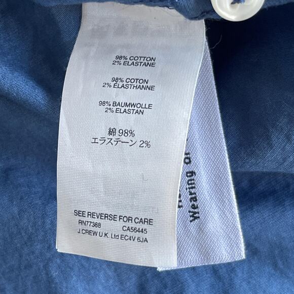 J Crew Shirt Mens Large Blue Slim Fit Secret Wash Stretch Button Up Cross Print - Picture 5 of 8